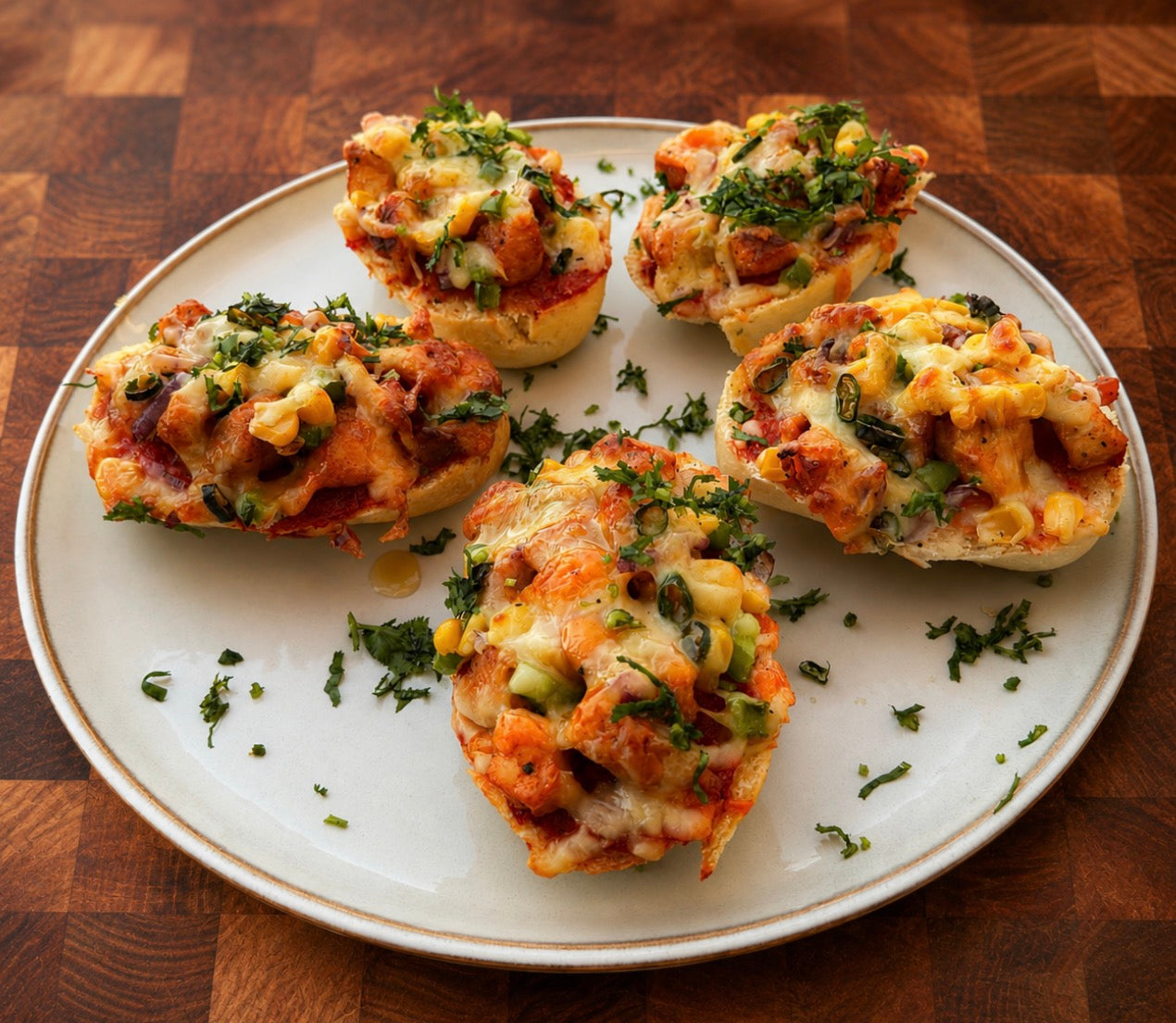 Mini Loaded Chicken Pizza Baguettes E-Recipe